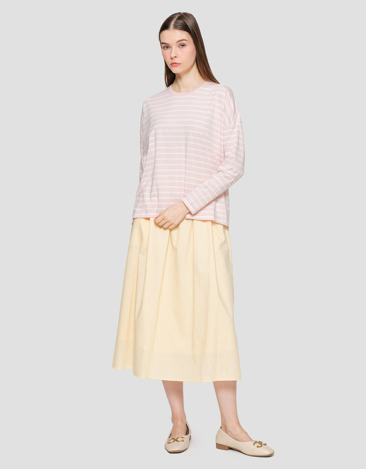 Suko Stripe Print Kaos Casual Wanita