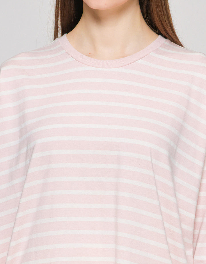 Suko Stripe Print Kaos Casual Wanita