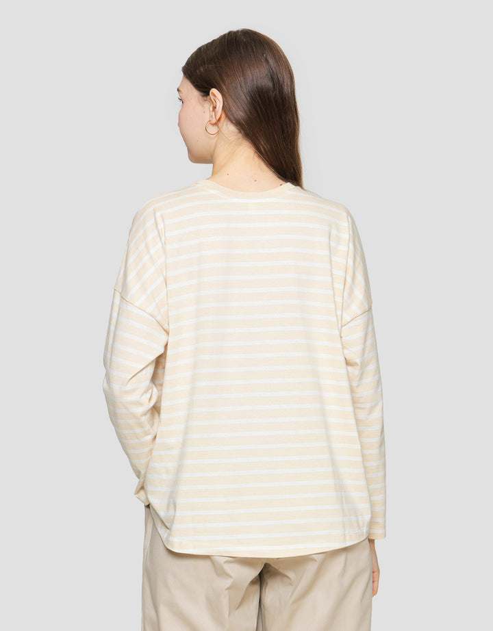 Suko Stripe Print Kaos Casual Wanita