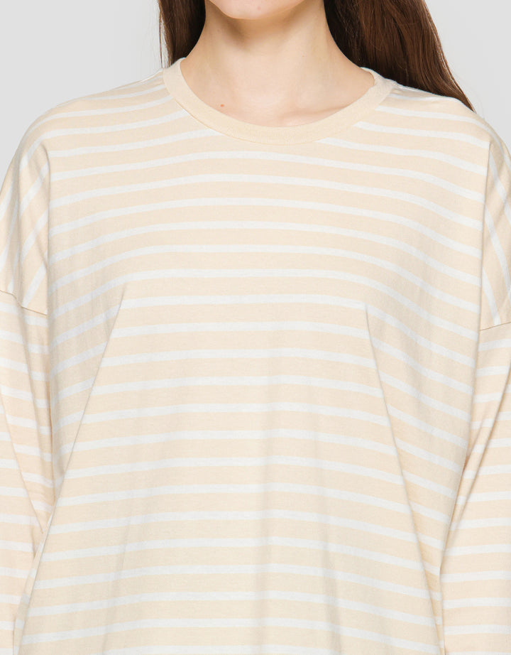 Suko Stripe Print Kaos Casual Wanita