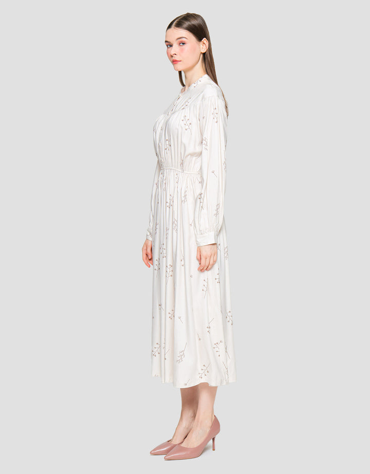 Suko Gaun Motif Printed Dress Lengan Panjang Wanita