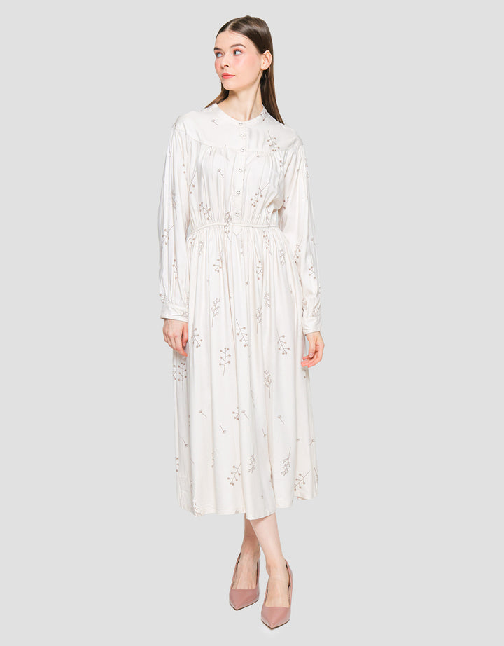 Suko Gaun Motif Printed Dress Lengan Panjang Wanita