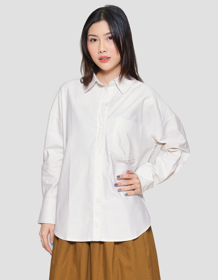 Suko Striped Kemeja Oxford Oversized Wanita