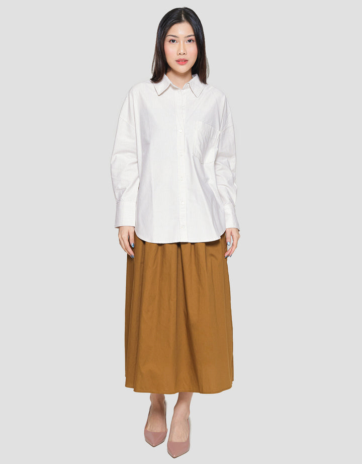 Suko Striped Kemeja Oxford Oversized Wanita