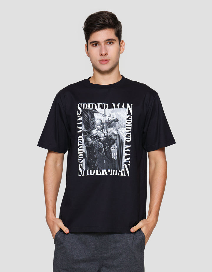 Marvel Spiderman On Top Of The City Photoprint Kaos Pria