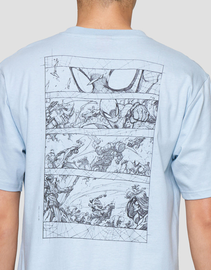 Marvel Spiderman Comic Backprint Kaos Lengan Pendek Pria 121785249