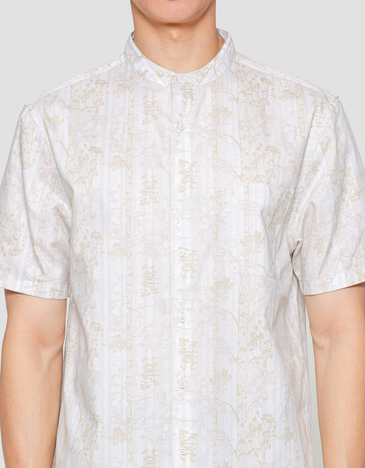 Suko Motif Mandarin Collar Printed Kerah Tegak Kemeja Pria