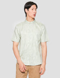 Suko Motif Mandarin Collar Printed Men's Short Sleeve Shirt