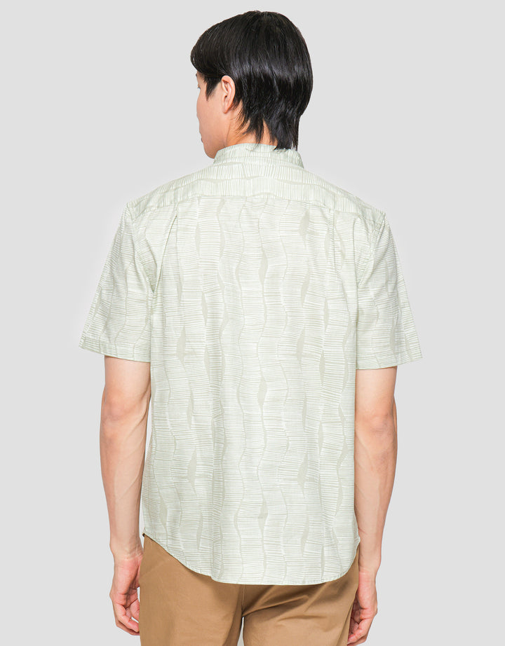 Suko Motif Mandarin Collar Printed Men's Short Sleeve Shirt