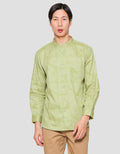 Suko Mandarin Collar Printed Kemeja Lengan Panjang Pria