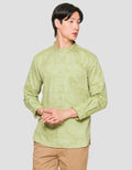 Suko Mandarin Collar Printed Kemeja Lengan Panjang Pria