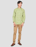 Suko Mandarin Collar Printed Kemeja Lengan Panjang Pria