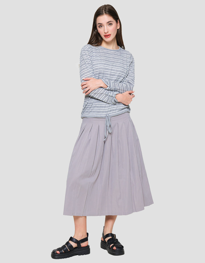 Connexion Stripe Rajut Kaos Wanita