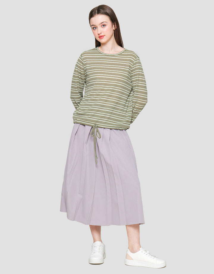 Connexion Stripe Rajut Kaos Wanita