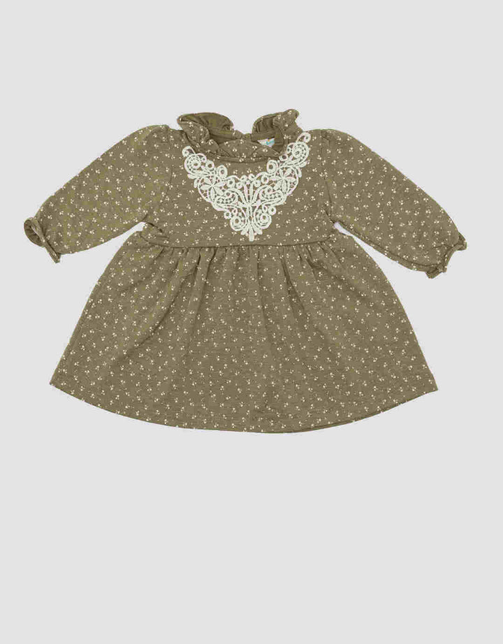 Little M Terry Aop With Lace Midi Dress Baby Girl