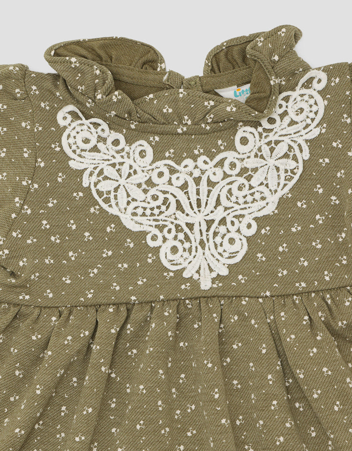 Little M Terry Aop With Renda Midi Dress Bayi Perempuan