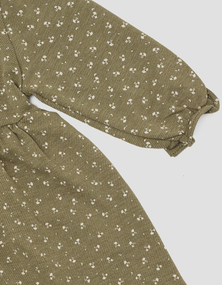 Little M Terry Aop With Renda Midi Dress Bayi Perempuan