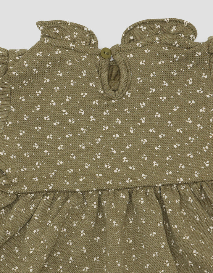 Little M Terry Aop With Renda Midi Dress Bayi Perempuan