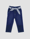 Pipiniko Wove Ribbon Girls Denim Pants