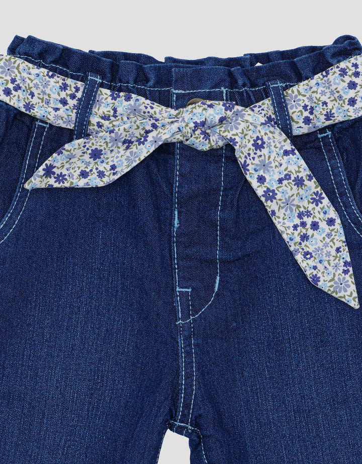 Pipiniko Wove Ribbon Girls Denim Pants