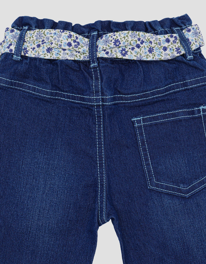 Pipiniko Wove Ribbon Girls Denim Pants