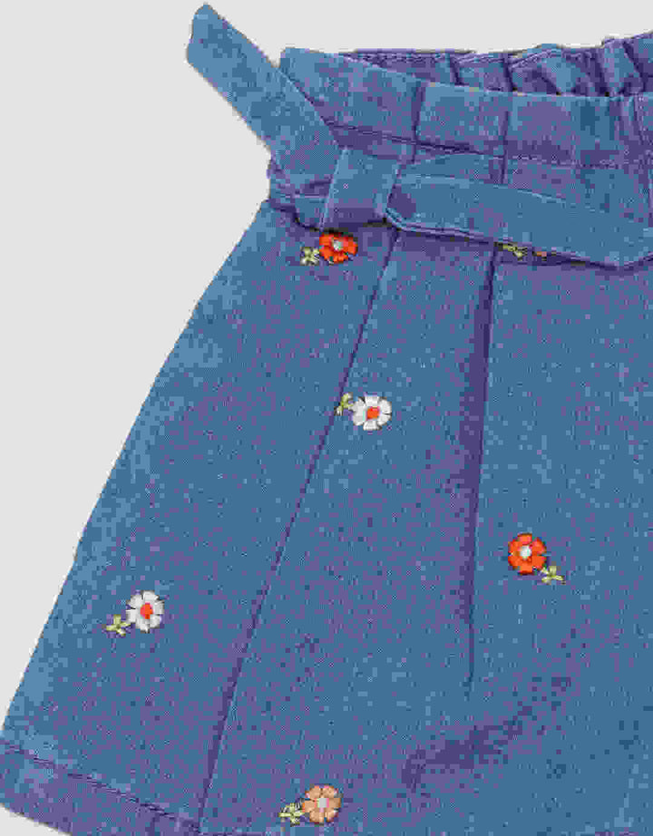 Little M Floral Embro Girls Shorts