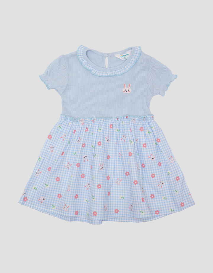Little M Woven Kotak Bunny Midi Dress Anak Perempuan
