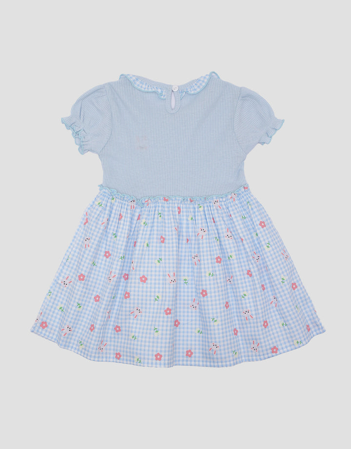 Little M Woven Kotak Bunny Midi Dress Anak Perempuan