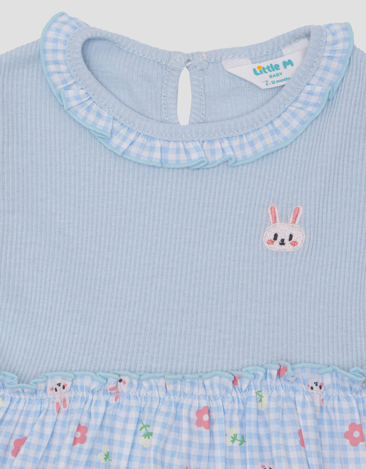 Little M Woven Kotak Bunny Midi Dress Anak Perempuan