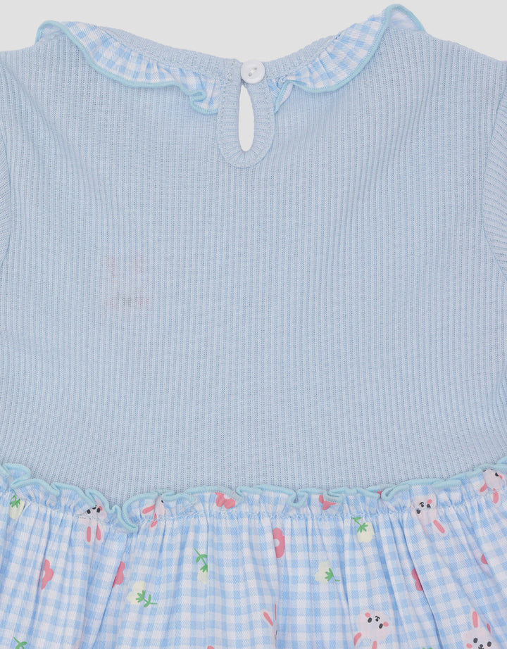 Little M Woven Kotak Bunny Midi Dress Anak Perempuan