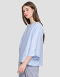 St. Yves Cropped Eyeled With Flare Sleeve Blouse Wanita