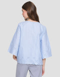 St. Yves Cropped Eyeled With Flare Sleeve Blouse Wanita