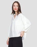 St. Yves Notch Collar Linen Relaxed Blouse Wanita