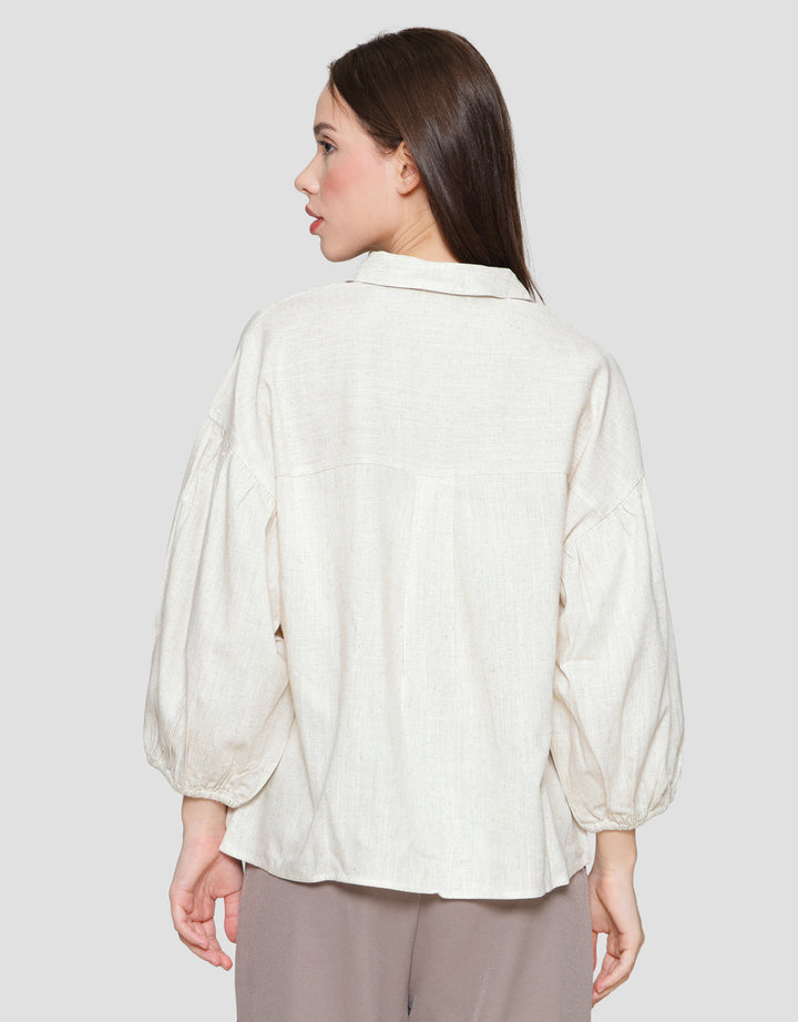 St. Yves Notch Collar Linen Relaxed Blouse for Women