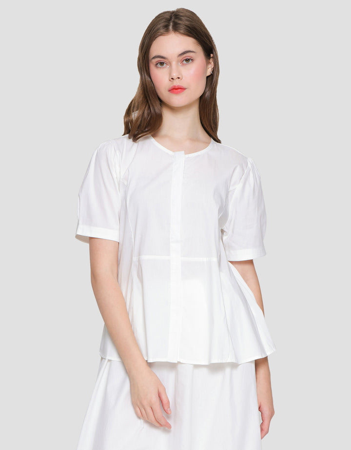 St. Yves Pearl Button Detailed Cotton 3/4 Women's Blouse