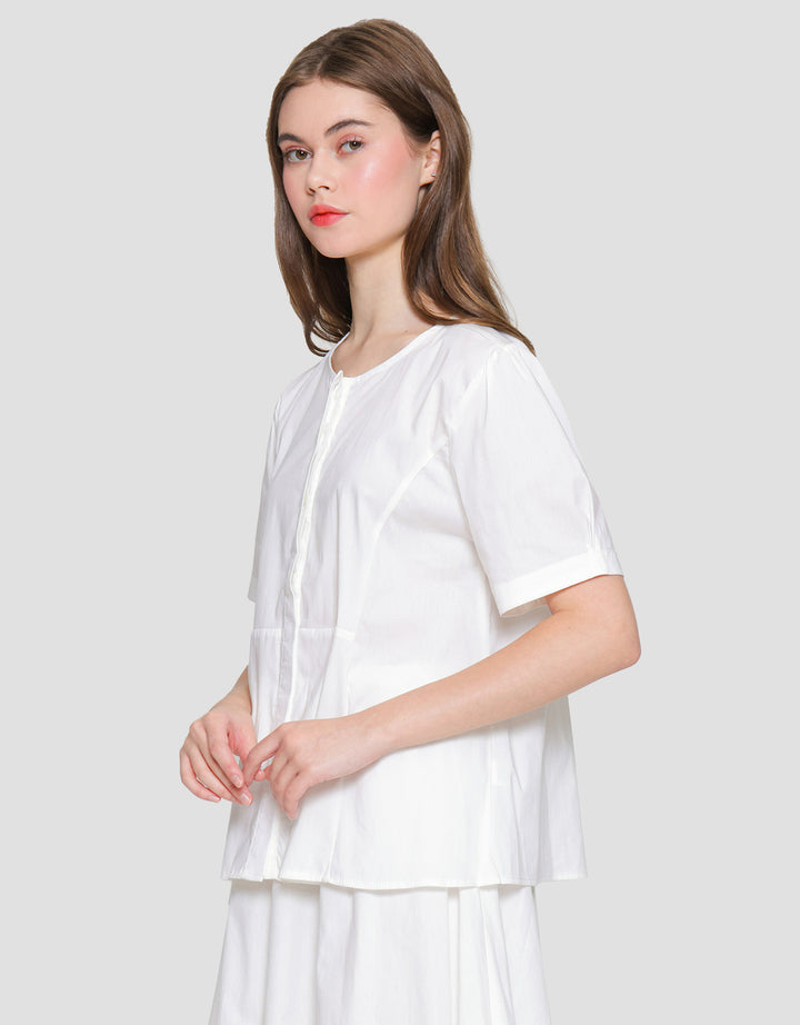 St. Yves Pearl Button Detailed Cotton 3/4 Women's Blouse