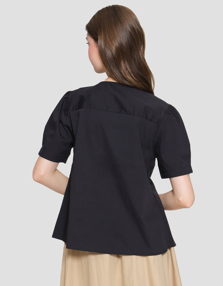 St. Yves Pearl Button Detailed Cotton 3/4 Women's Blouse