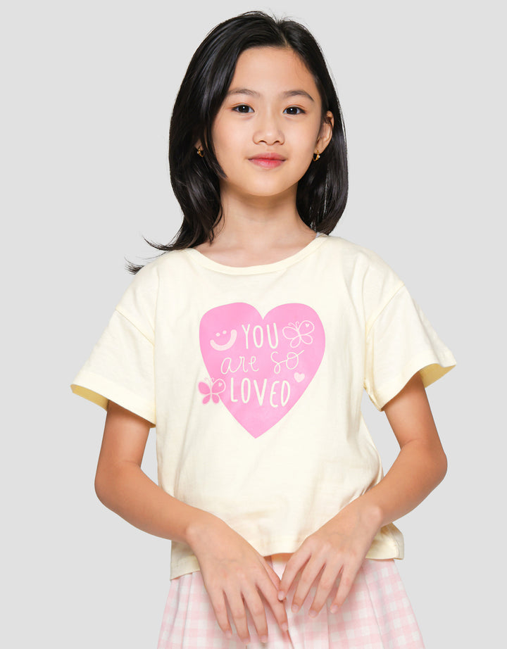 Little M You Are So Loved 2 Kupu Kaos Lengan Pendek Anak Perempuan
