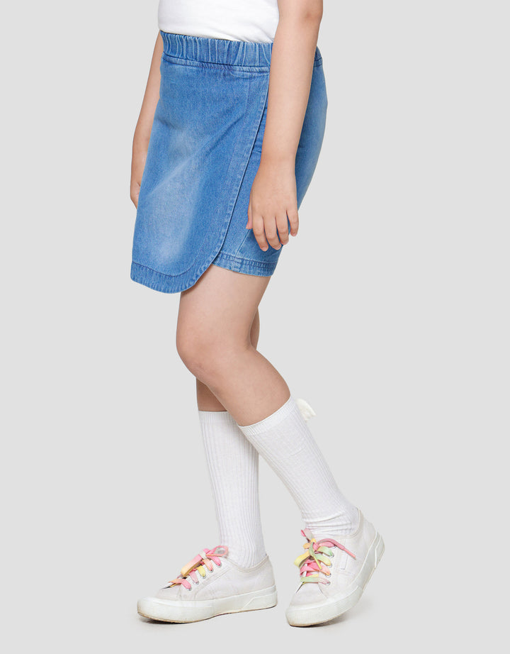 Little M Denim Basic Kantong Skort Anak Perempuan