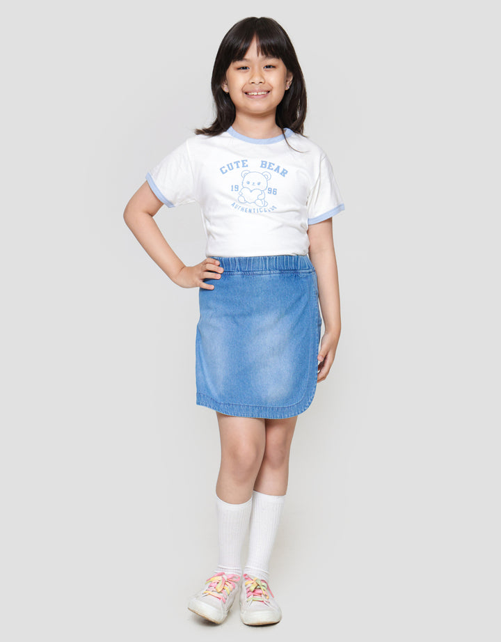 Little M Denim Basic Kantong Skort Anak Perempuan
