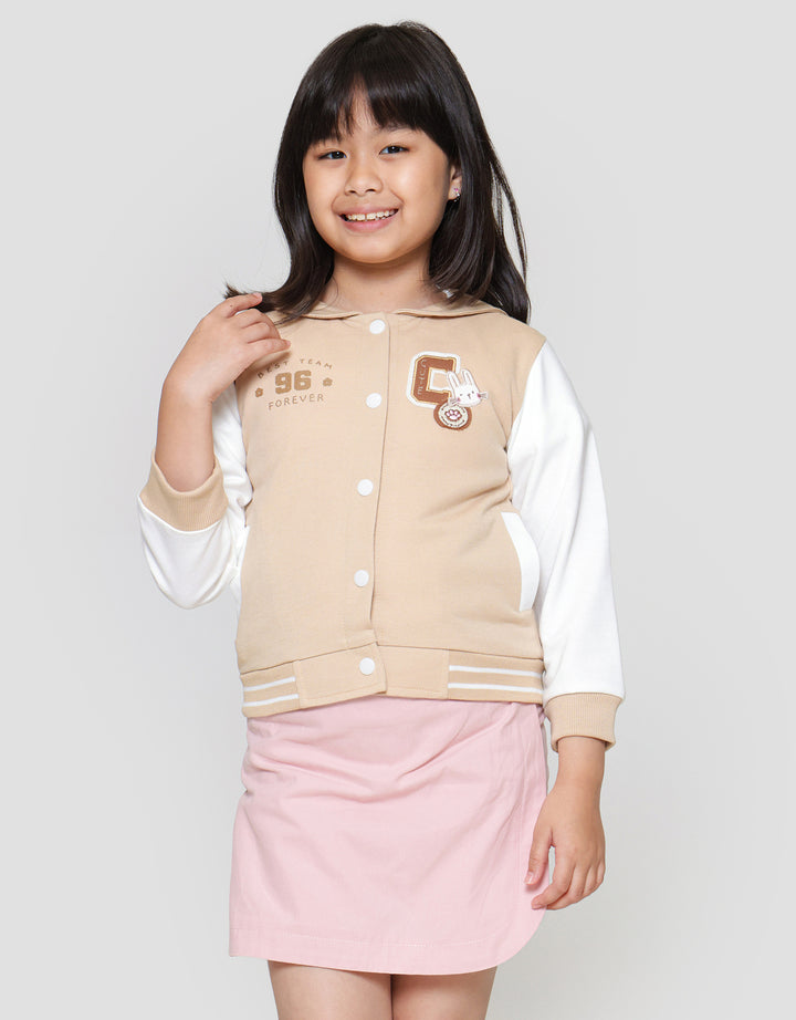 Little M Varsity Kombinasi Bordir Jaket Anak Perempuan