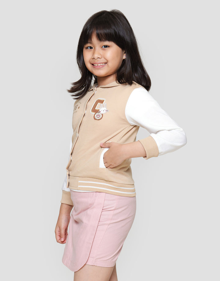 Little M Varsity Kombinasi Bordir Jaket Anak Perempuan