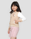 Little M Varsity Kombinasi Bordir Jaket Anak Perempuan