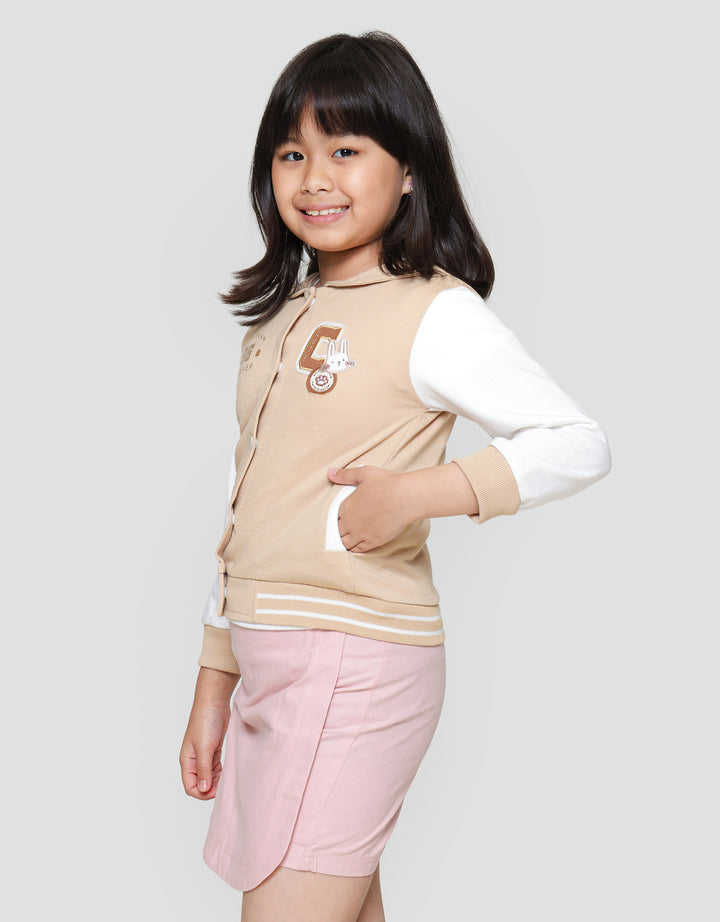Little M Varsity Kombinasi Bordir Jaket Anak Perempuan