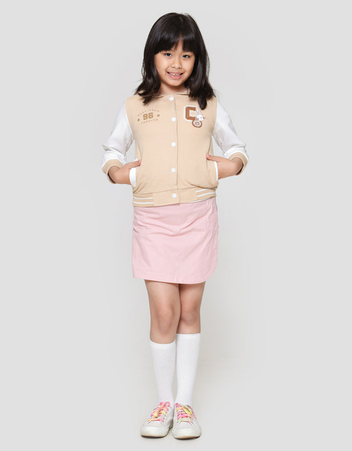 Little M Varsity Kombinasi Bordir Jaket Anak Perempuan
