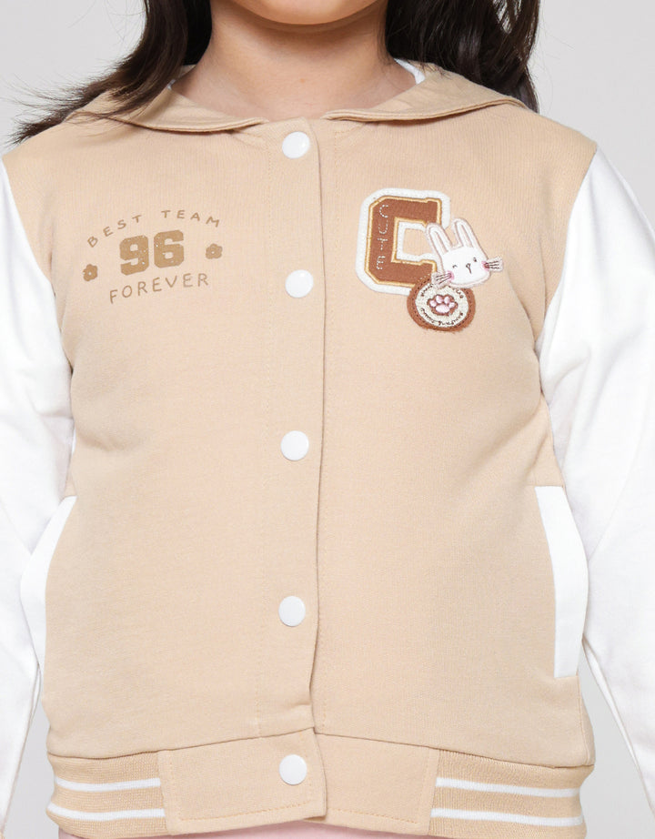 Little M Varsity Kombinasi Bordir Jaket Anak Perempuan