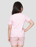 Little M Teksture Ujung Neci Polos Kaos Anak Perempuan