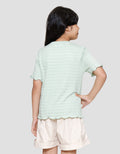 Little M Teksture Ujung Neci Polos Kaos Anak Perempuan