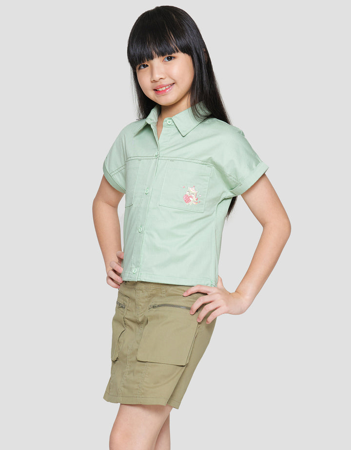 Little M Stopper Embroidered Girls Shirt