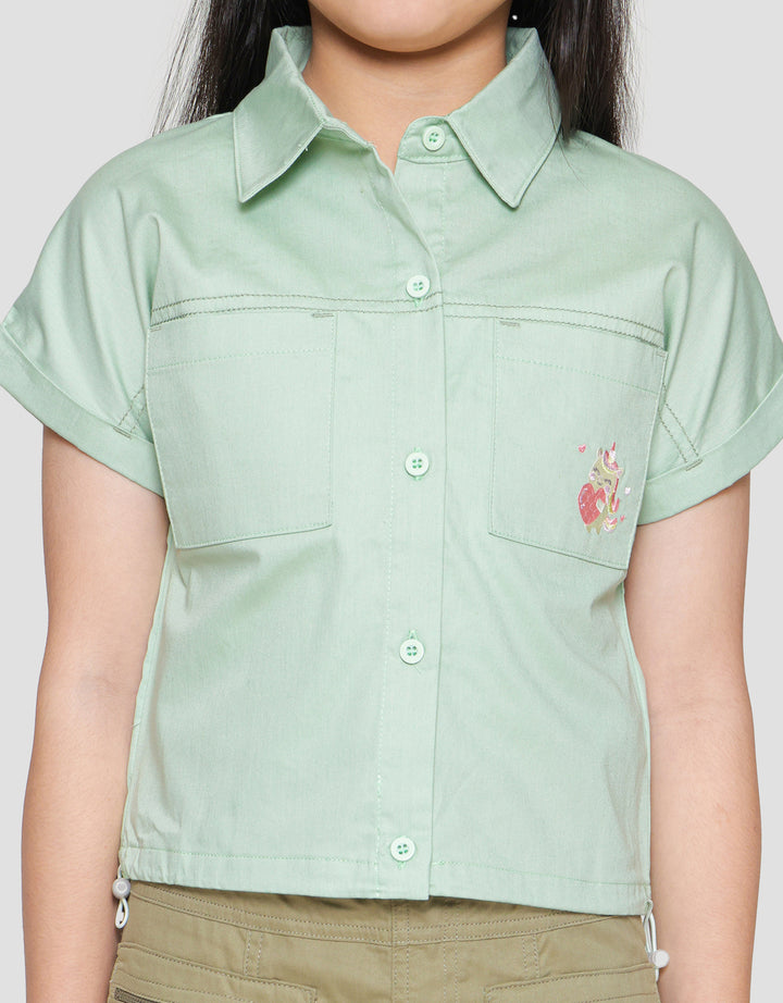 Little M Stopper Embroidered Girls Shirt